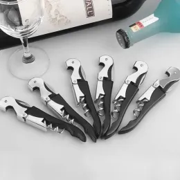 500pcs فتاحة النبيذ Abridor de Garrafa الأسود الفولاذ المقاوم للصدأ النبيذ الفولاذ الفتاحة فتحة زجاجة المفتاح Corkscrew متعدد الوظائف
