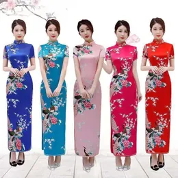 Floral Peacock Women Traditional Chinese Dress Vintage Mandarin Collar Qipao Oversize Long Slim Cheongsam 6XL 240131