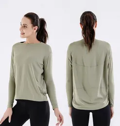 Yogaworld Abbigliamento Donna Top Tees TShirt tuta Yoga Back in Action Maglietta a maniche lunghe Autunno top dimagrante sciolto di grandi dimensioni5645213