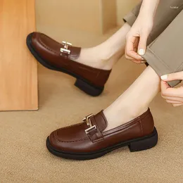 Kleidschuhe Phoentin Loafers Heel Frau Frühling 2024 Elegante Frauen mit hohen Absätzen Mittlere Absätze Plus Größe 43 mit Metalldekoration FT3163