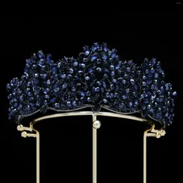 Fermagli per capelli Diademi di perline di cristallo di foresta di lusso Regina reale Corona nuziale Strass Spettacolo Diadema Fascia per capelli Accessori per costumi da sposa