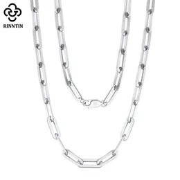 Rinnntin 925 Sterling Silver Papierklammer Halskette Mode 14K Goldverbindungsketten Halsketten für Frauen
