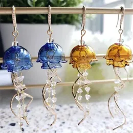 1Pair Creative Design Cute Animal Jellyfish Long Tassel Dangling Earrings Holiday Gift For Girls For Summer Vacation 240122