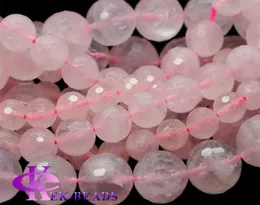 Discount Whole Natural Genuine Rose Quartz PInk Crystal Faceted Round Loose Stone Beads 318mm DIY Necklaces Bracelets 155qu5192518