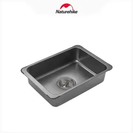 IGT Stainless Steel Basin Portable Outdoor Camping Picnic Wash Hands And Dishwashing Sink Ultralight Washing Tank 240126