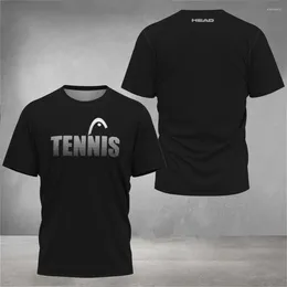 Mens T Shirts Solid Color Printed Tennis Clothing Breathable Head Badminton Sports Golf Fitness Short Sleeve