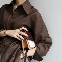 Women's Blouses Coffee Women Shirt Spring 2024 Casual Solid Color Long Sleeve Office Ladies Button Up Korean Loose OL Workwear