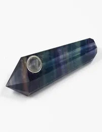 4 tum naturlig safir ametist kristallkvarts stenrökrör för tobaksked bong rökning mix color6260230