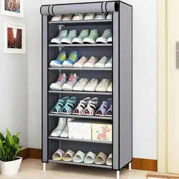 8レイヤーZippered Multilayer Dust Proof Shoe Rack玄関用リビングルームのためのシンプルな組み立てられた大容量ストレージキャビネット240130