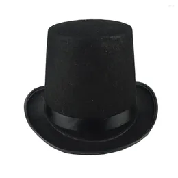 Berets Black Bowler Hat Hat Magician Dress Up Costume Akcesorium dla mężczyzn dla dorosłych fantazyjne imprezowe czapki