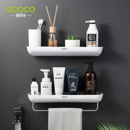 ECOCO Bathroom Shelves Organizer Wall Mount Home Towel shelf Shampoo Rack With Bar Storage Accessories 240201