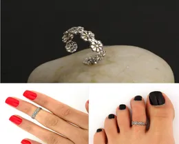 حلقات السبائك أزياء Wommen Summer Brief Vintage Silver Silver Flower Flowers Toe Rings Rings Rings Jewelry Clost Drop Shipp8576051