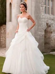 Vestidos de casamento marfim branco vestidos de noiva formal uma linha até o chão com zíper personalizado rendas até plus size novo espaguete sem mangas apliques frisados lantejoulas organza plissado