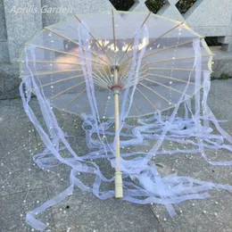 Chińska japońska przędza naoliwiona papierowa ściereczka parasolowy kostium starożytna chińska księżniczka parasolowy dramat biały rzemieślniczy parasol cosplarel 240122