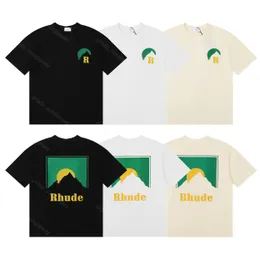 24SS RHUDE MENS Tシャツ高品質のTシャツデザイナーカジュアルファッション半袖サントプリントコットンカジュアルショートスリーブTシャツ男性女性ラウンドネックTシャツUSサイズ009