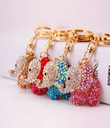 Rhinestone Animal Elephant Key Chains Crystal Alloy Keychain Pendant Gold Tone Lobster Clasp bil Tillbehör Dekoration Key Ring H2347421