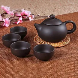 يتجعد Taupe 150 مل Zisha Tea Set Yixing Teapot Pot Cup Cup Setceramic الصينية الحفل 4 أكواب 25 مل.