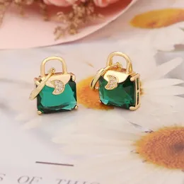 Dangle Earrings Dainty Female Pink Blue Yellow Bag Charm Crystal Stone Earring Earing Cute Fashion Zircon Wedding Earings For Women