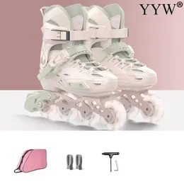 Ayarlanabilir Profesyonel Sline Roller Skate Ayakkabıları Yetişkinler Kadın Erkekler 4 Tekerlekler ile Flashing Sporeyler Açık Skating Sports 240127