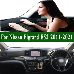 Interiörstillbehör Dashmat Car Dashboard Cover Instrument Panel Dash Mat för Nissan Elgrand 350 E52 VIP 2WD 2011-2024 Anti-Dirt Proof