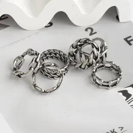 Cluster Rings Ins Hip-hop Punk Sterling Stainless Steel Chain Ring For Man Or Women Couple Fashion Jewelry Not Fade Drop