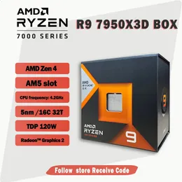 Ryzen 9 7950X3D BOX R9 42 GHz 16Core 32Thread CPU Processor 5NM 128M 100100000908 Socket AM5 Without fan 240123