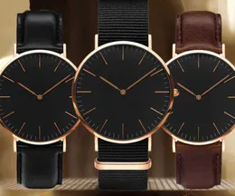 Relógio masculino de designer d w moda feminina relógio daniels mostrador preto pulseira de couro 40mm 36mm