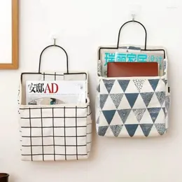 Storage Bags Single Pocket Oblique Mouth Fabric Wall Rack Hanging Bag Large Finishing Bedroom Dormitory Bathroom Container