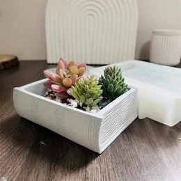 Retro Book Flowerpot Clay Silicone Molds Diy Handmade Craft Home Storage Box and Lid Gips Mold Organizer Concrete Mold 240201