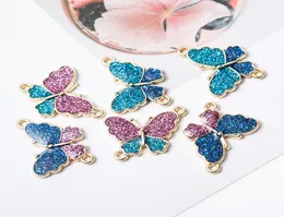 50st Bright Powder Futterfly Alloy Connect Pendant Oil Dripping Charm för Wish Armband Halsband Making3386477