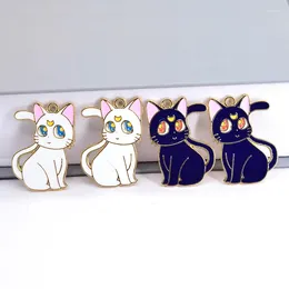 Ciondoli 10 pz Anime Luna Gatto Smalto Metallo Simpatici Gatti Orecchino Portachiavi Ciondolo Creazione di Accessori per Gioielli Pop Cartoon Fai da Te