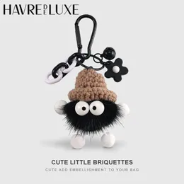 HAVREDELUXE BAG CHARMキーチェーンペンダントミンクヘアスモールブリケットカー多機能バッグプラッシュメスの絶妙なペンダント240124