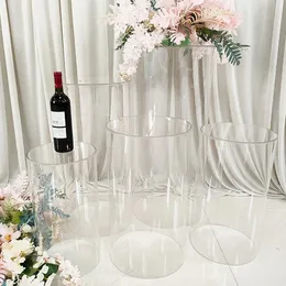 3pcs/set) veya 5pcs/set) Düğün Tedarik Net Akrilik Sütun Stand Stand Standı Kristal Yol Kurşun Çiçek Raf Kristal Şamlı Düğünler Tablo Centerpieces 518