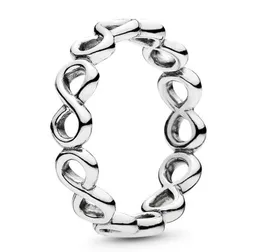 Fit Simple Infinity Band Ring Sterling Silver 925 Armband 100% Authentic Pendant Charms European Rings Diy Style Jewelry1403938