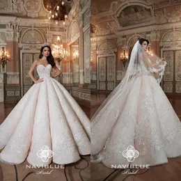 Stunningbride 2024 Luxury Ball Gown Wedding Dresses Sweetheart Lace Appliqued Wedding Dress Arabic Sweep Train Plus Size Bridal Gowns