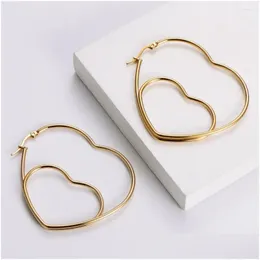 Studörhängen Promotion Design Heart Shape Metal For Women With Push-Back Fashion Gold Color Earring Luxury SMYCKE Gifts Drop Deliver Othxi