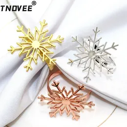 6Pcs Gold Silver Snowflake Napkin Rings for Christmas Birthday Decor Baby Shower Wedding Party Cupcake Decor Table Decor ERC94 240127