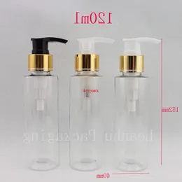 120ml x 40pc garrafa de embalagem de loção transparente vazia com colar de alumínio dourado, recipiente de creme de maquiagem 120ccbom pacote lomih