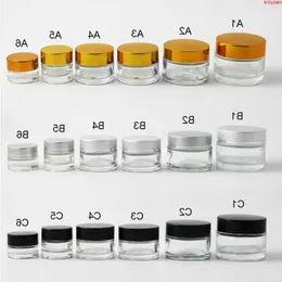 200 x 5g Small Portable glass cream jar 10g 15g 30g cosmetic container with plastic lids packaging, jarhigh qualtity Lxbre