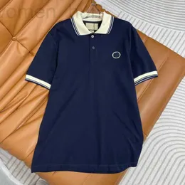 Женская дизайнерская футболка 2024, ранняя весна, новый минималистичный студенческий стиль, свободный пуловер с контрастной вышивкой и короткими рукавами, рубашка-поло R89F