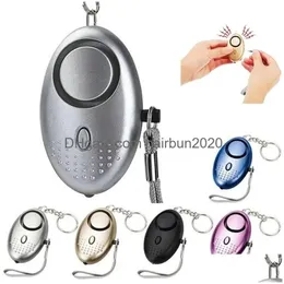 Party Favor 130Db Egg Shape Self Defense Alarm Keychain Pendant Personalize Flashlight Personal Safty Key Chain Charm Car Keyring Dr Dhudt