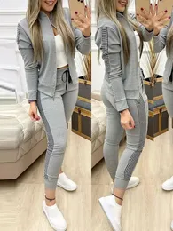 Kvinnor Två stycken Set Outfits Autumn Womens Tracksuit Zipper Top and Pants Casual Sport Suit Winter 2 Piece Woman Set 240201