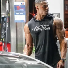 Gym Winer Brand Clothing Bodybuilding Hoodie Shirt Fitness Men TOP Muscle Vest Stringer undertröja Hooded Vest Tanktop 240119