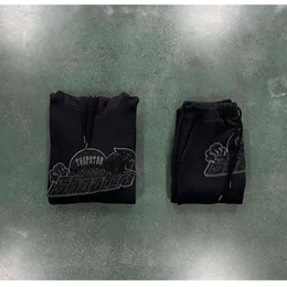 СПОРТИВНЫЙ КОСТЮМ Trapstar SHOOTERS BLACKOUT EDITION-BLACK/BLACK 1, высококачественный топ с вышивкой, модные спортивные штаны с вышивкой, Великобритания, 555eee