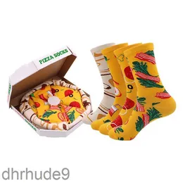 رجال عشاق الأزياء الإبداعية عيد الميلاد مربع هدايا الجوارب بيتزا midtube القطن fsiv