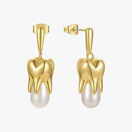 enfashion trendy Teeth Pearl Drop earrings for woman gold youringsファッションジュエリーウェディングペンディエントバースデーパーティー211285 240202