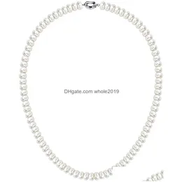 Perlenketten Dainashi Weiße 710 mm Süßwasserperlenstränge Halskette Sterling Silber Feiner Schmuck für Frauen Geburtstagsgeschenk Dr Dh5Ez