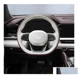 Steering Wheel Covers Ers Suitable For Geely Monjaro 2024 Hand Sewing Leather Er Anti Slip And Sweat Absorption Drop Delivery Automobi Ottgn