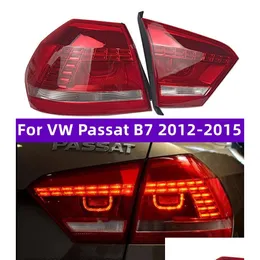 VW Passat B7 2011-20에 대한 자동차 꼬리 조명 자동차 LED Taillights는 미국 버전 테일 램프 브레이크 브레이크 리버스 턴 신호 구동 조명 드롭 DELI DH5DP