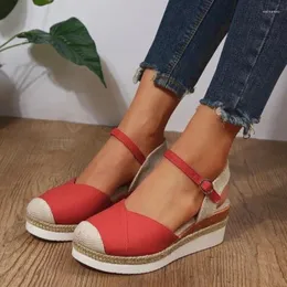 Scarpe eleganti Sandali con zeppa per donna Fasciatura Patchwork Espadrillas Piattaforma Elegante Slingback Estate Tacchi alti Zapatos De Mujer